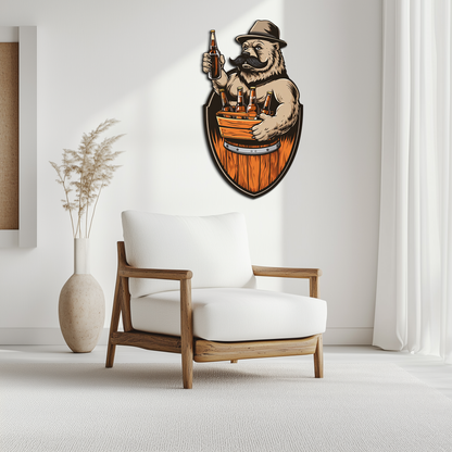 Bearded Beer Bear Metal Wall Art – Funny Bar UV Decor-KAFUVM006 - Tampa Home & Garden Store
