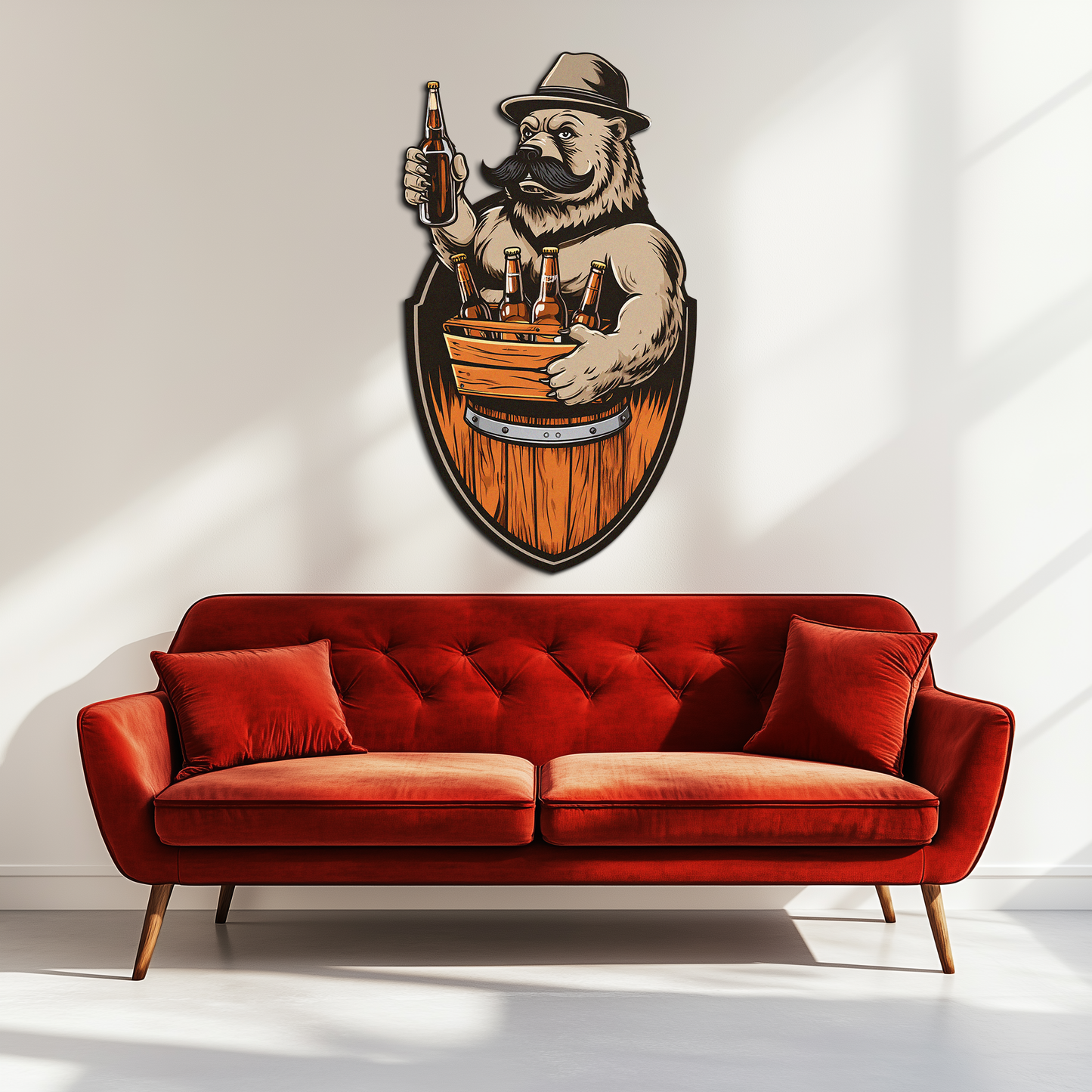 Bearded Beer Bear Metal Wall Art – Funny Bar UV Decor-KAFUVM006 - Tampa Home & Garden Store