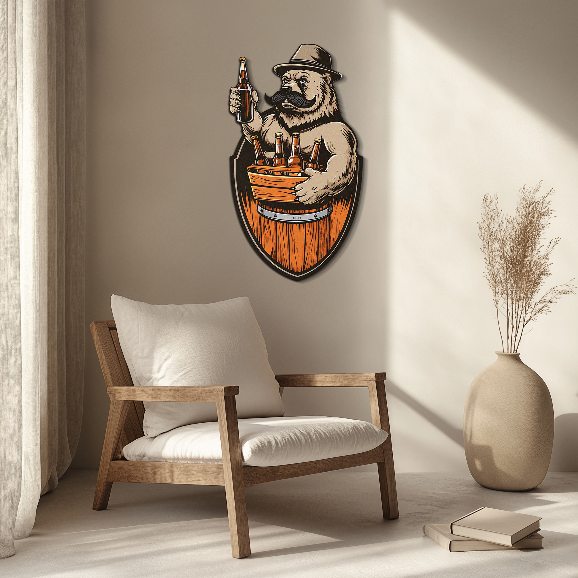 Bearded Beer Bear Metal Wall Art – Funny Bar UV Decor-KAFUVM006 - Tampa Home & Garden Store