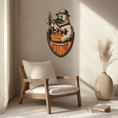 Bearded Beer Bear Metal Wall Art – Funny Bar UV Decor-KAFUVM006 - Tampa Home & Garden Store
