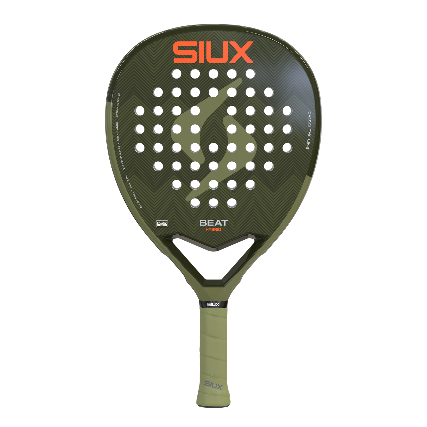 Padel racket Beat Play Hybrid 2026 by Siux USA olive green with perforated face and orange logo on Tampa Home & Garden Store