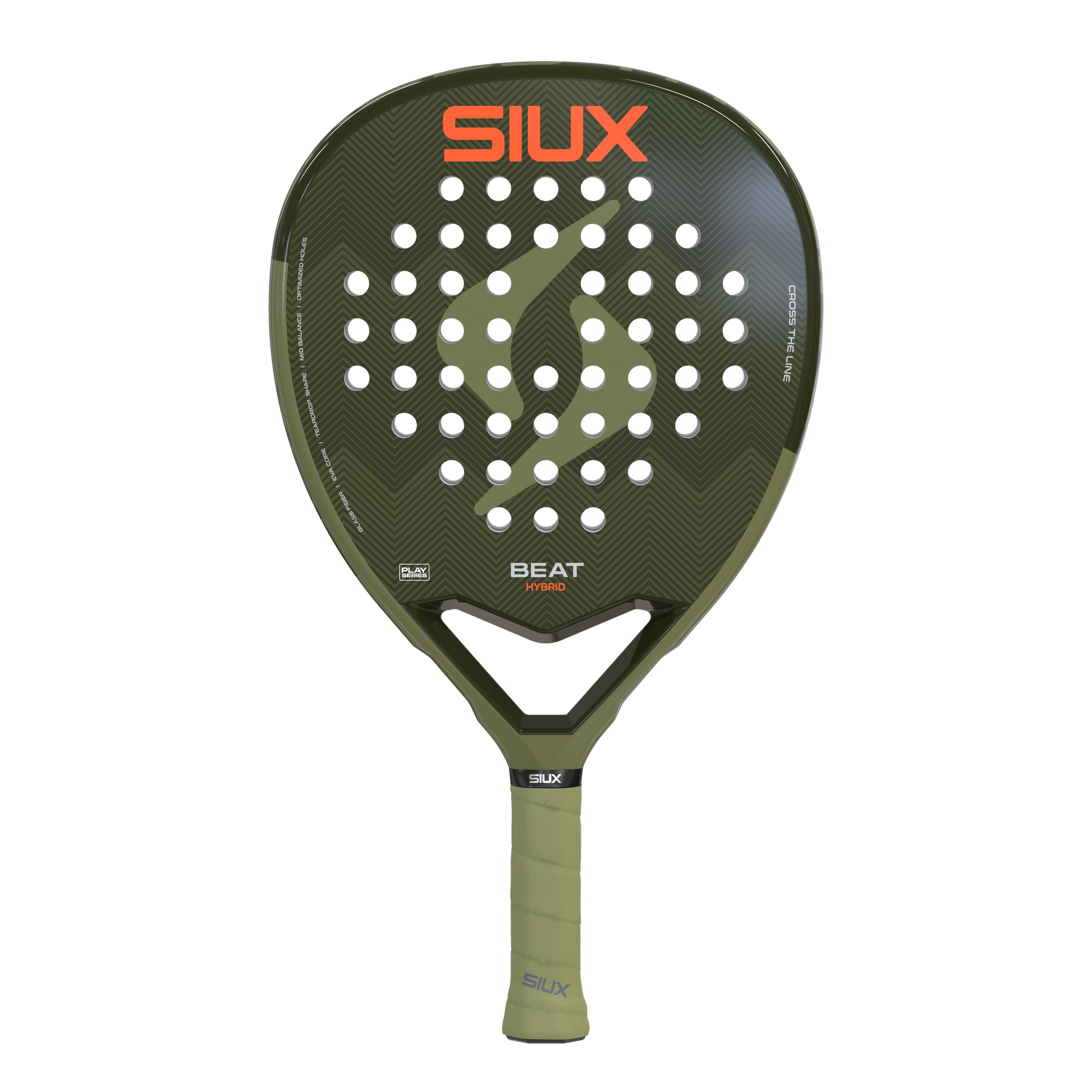 Padel racket Beat Play Hybrid 2026 by Siux USA olive green with perforated face and orange logo on Tampa Home & Garden Store
