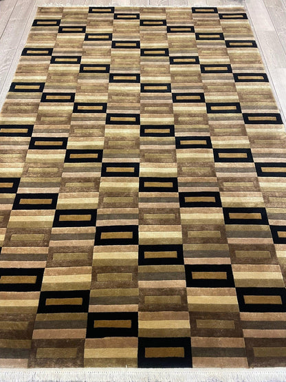 Beautifull Hand Knotted Nepali Geometric Area Rug 6x9 Ft - Tampa Home & Garden Store