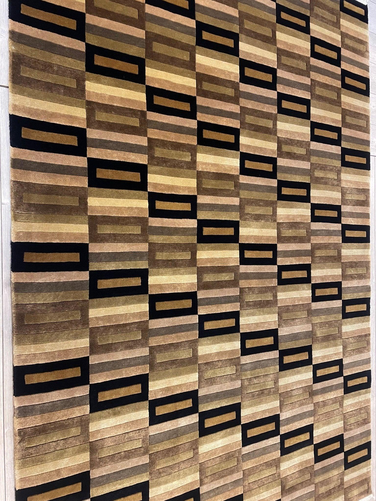 Beautifull Hand Knotted Nepali Geometric Area Rug 6x9 Ft - Tampa Home & Garden Store