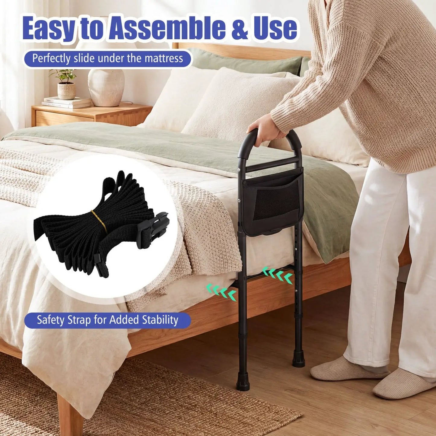 Height Adjustable Bed Rails for Seniors Safe Use