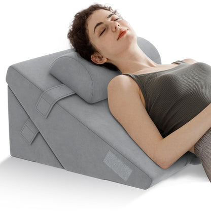 Juego de almohadas de cuña para cama de 3 piezas con espuma viscoelástica con aire - Blanco roto