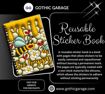 Bee Happy Honey Power Reusable Sticker Book, Perfect Gift to Personalize,  Kids and Adult Friendly Sticker Organizer - Tampa Home & Garden Store