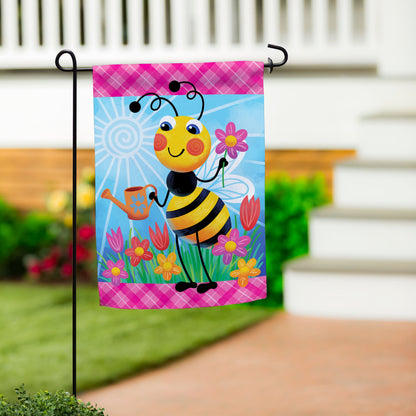 Bee Tending Garden Suede Garden Flag - Tampa Home & Garden Store