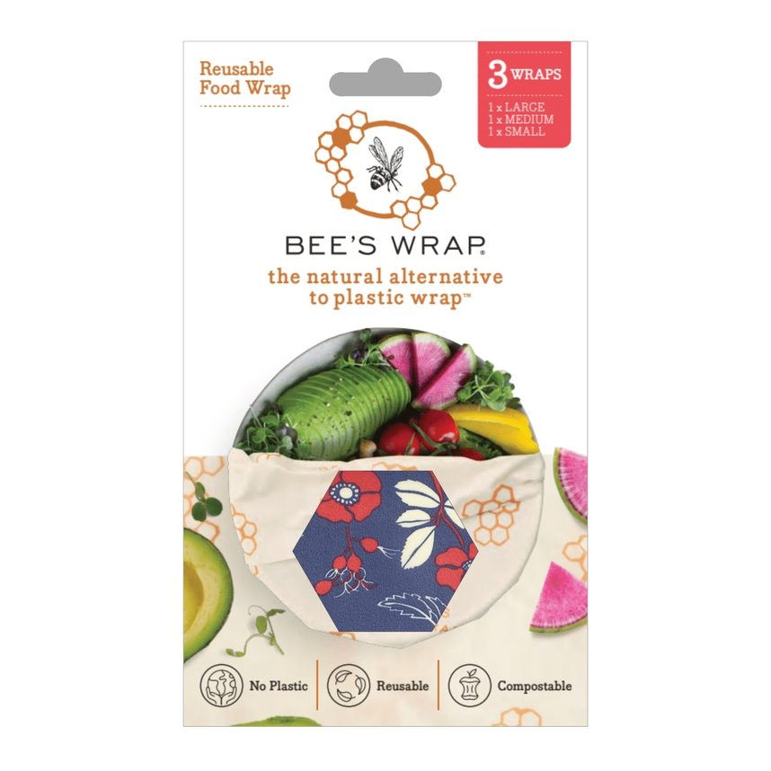 Bee's Wrap Food Wrap - Botanical Print - Assorted Wrap 3 Pack - Tampa Home & Garden Store