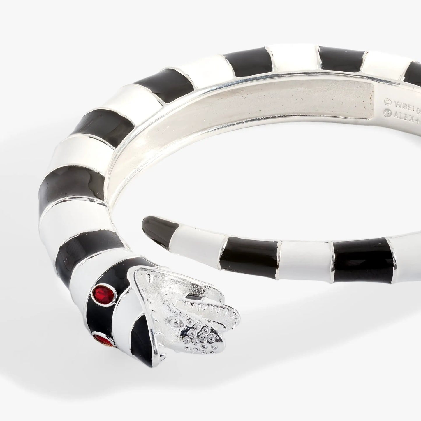 BEETLEJUICE Sandworm Cuff Bracelet by ALEX AND ANI in black and white enamel on silver cuff on Tampa Home & Garden Store