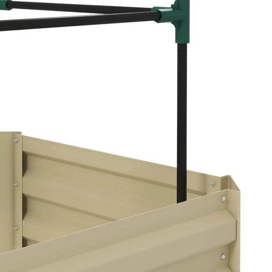 Beige Galvanized Open Bottom Raised Garden Bed Planter with Tomato Cage Trellis - Tampa Home & Garden Store
