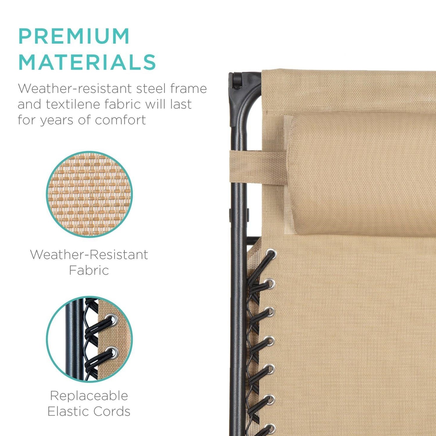 Beige Zero Gravity Folding Reclining Patio Lounge Chair with Canopy Sun Shade - Tampa Home & Garden Store