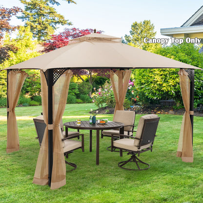 Toldo de repuesto para cenador de 10 x 12 pies con ventilación y orificios de drenaje - Beige