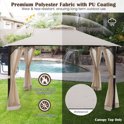 Toldo de repuesto para cenador de 10 x 12 pies con ventilación y orificios de drenaje - Beige