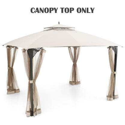 Toldo de repuesto para cenador de 10 x 12 pies con ventilación y orificios de drenaje - Beige