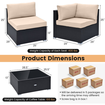 10 Piece Outdoor Wicker Conversation Set with Seat and Back Cushions