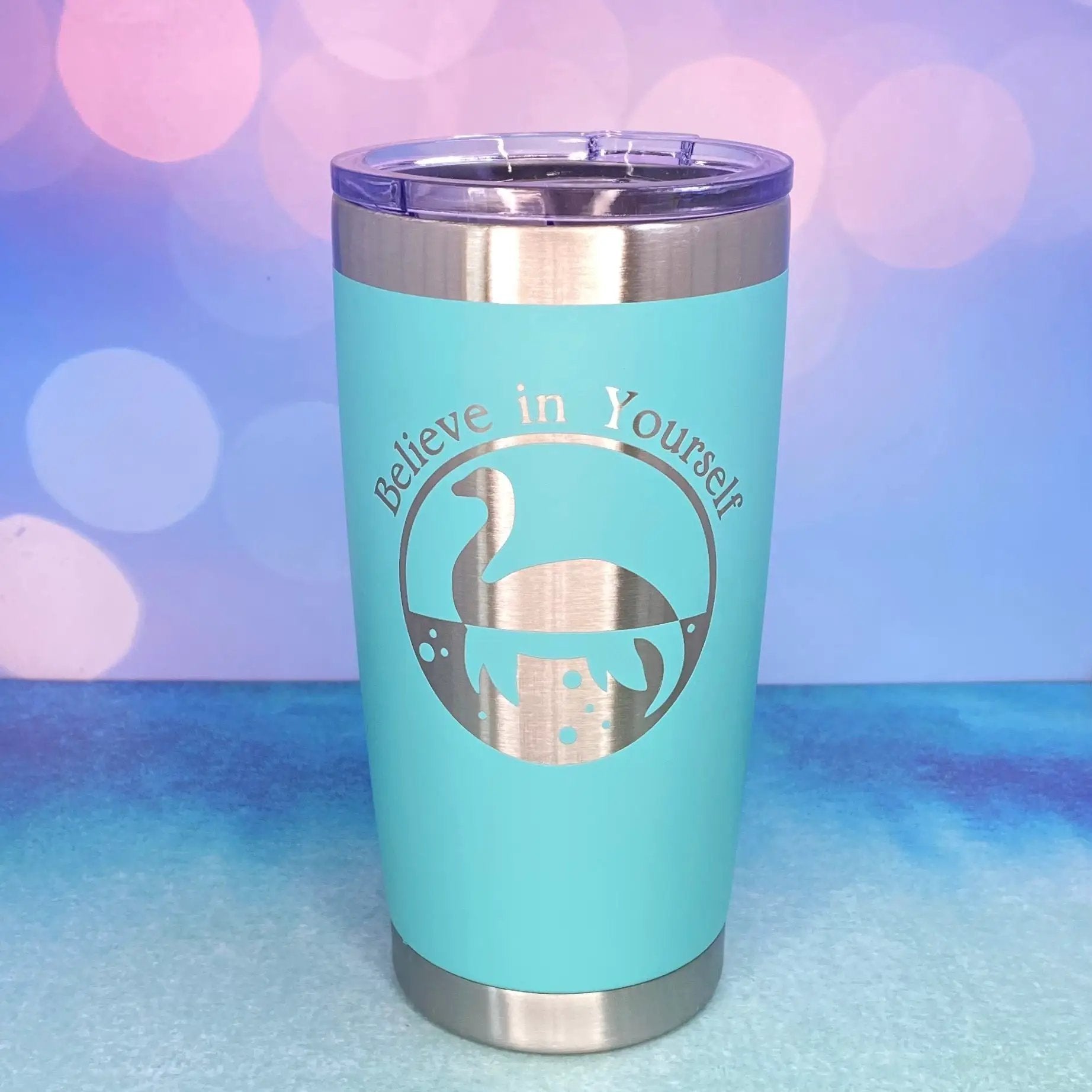Believe in Yourself Nessie the Loch Ness Monster Laser Engraved Powder Coated 20oz Double Walled Insulated Tumbler - Tampa Home & Garden Store