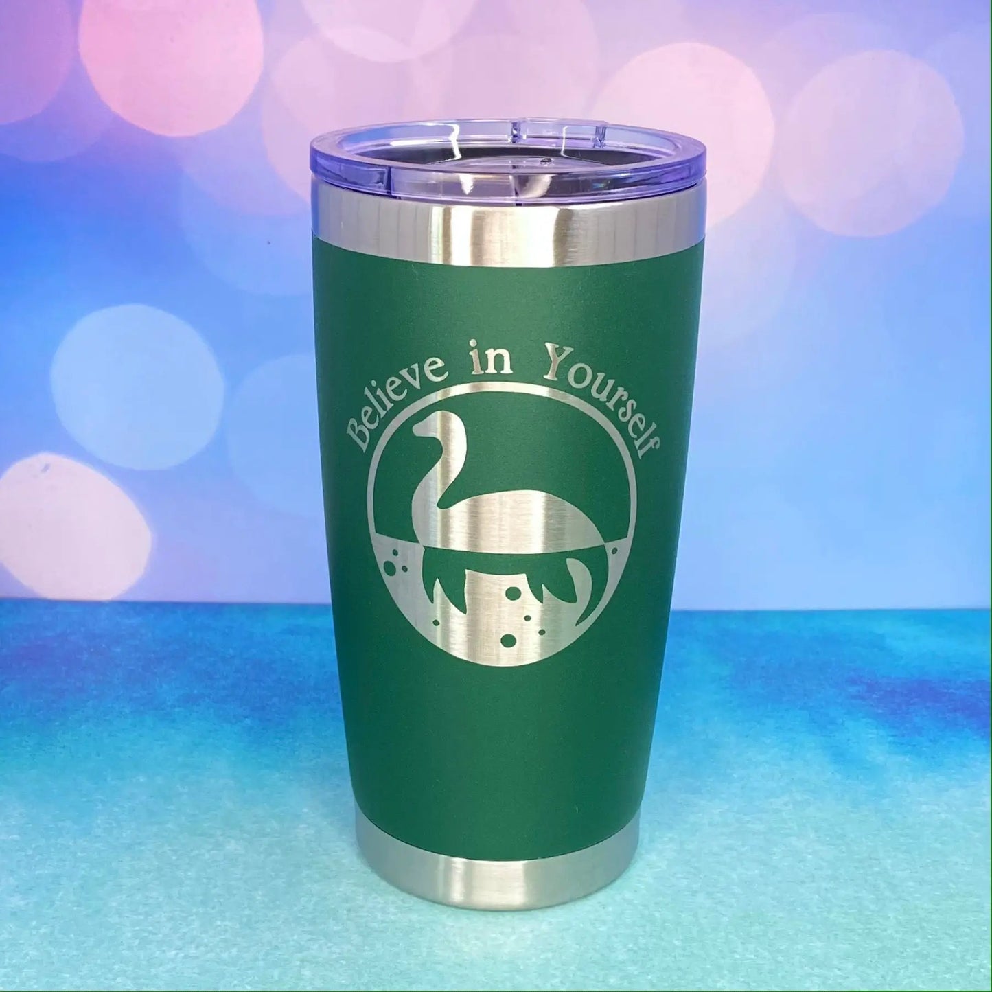 Believe in Yourself Nessie the Loch Ness Monster Laser Engraved Powder Coated 20oz Double Walled Insulated Tumbler - Tampa Home & Garden Store