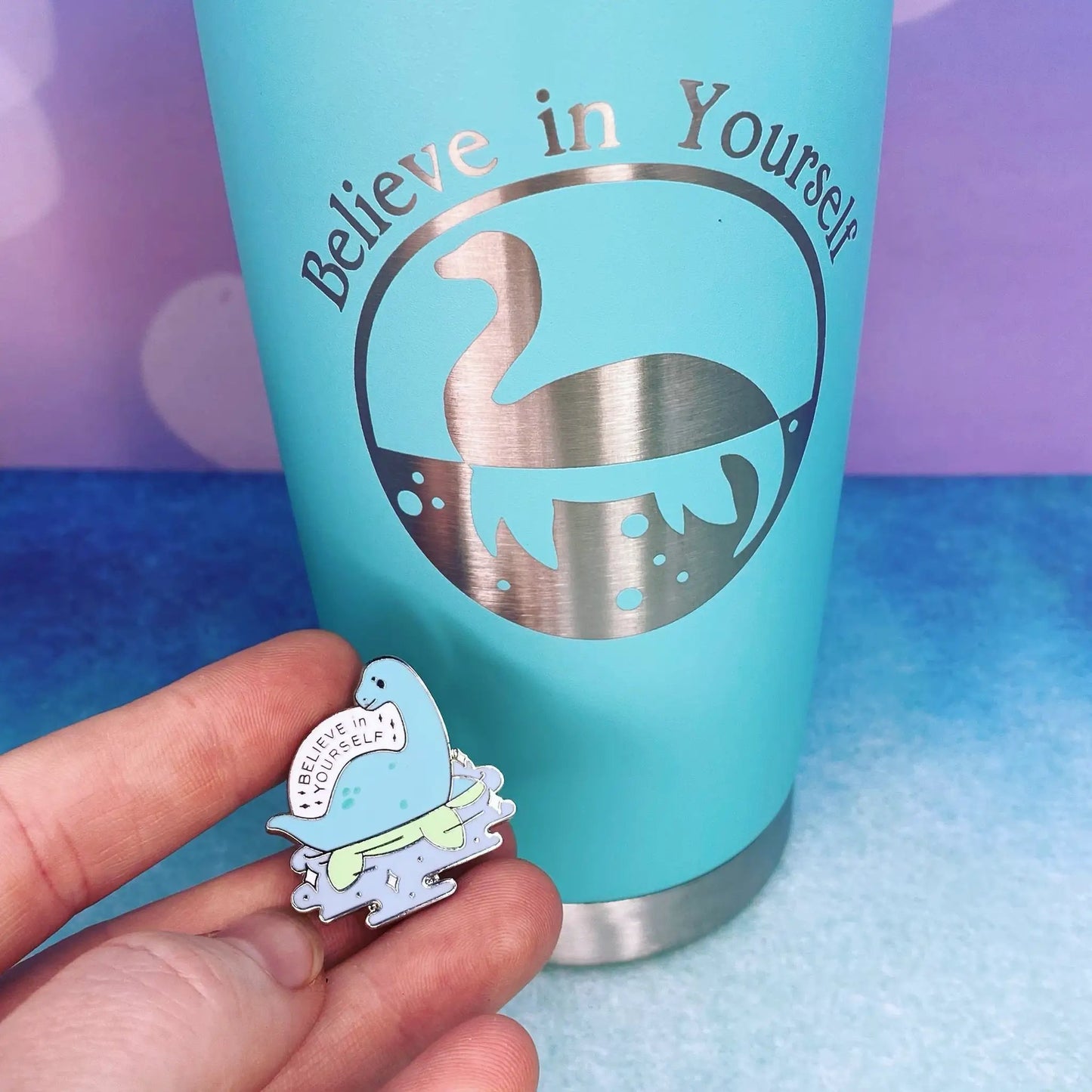 Believe in Yourself Nessie the Loch Ness Monster Laser Engraved Powder Coated 20oz Double Walled Insulated Tumbler - Tampa Home & Garden Store