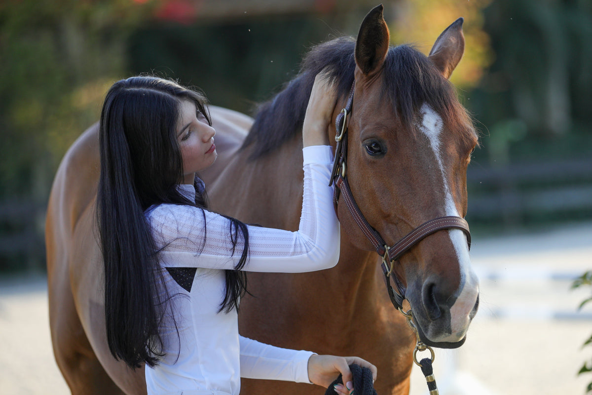 LOLly Show Shirt Long Sleeve white riding top BellEq Equestrian Apparel on Tampa Home & Garden Store