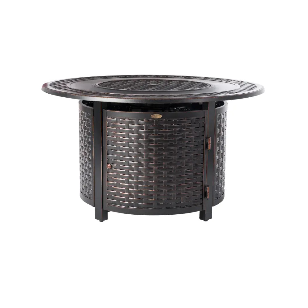 Bellante 44in round woven aluminum gas fire pit table, outdoor fireplace by Fire Sense on Tampa Home & Garden Store