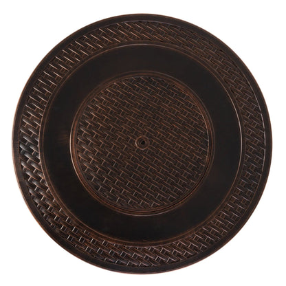 Bellante 44-inch round woven aluminum gas fire pit table dark bronze braided pattern on Tampa Home & Garden Store