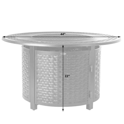 Bellante 44in round woven aluminum gas fire pit table Fire Sense outdoor patio centerpiece on Tampa Home & Garden Store