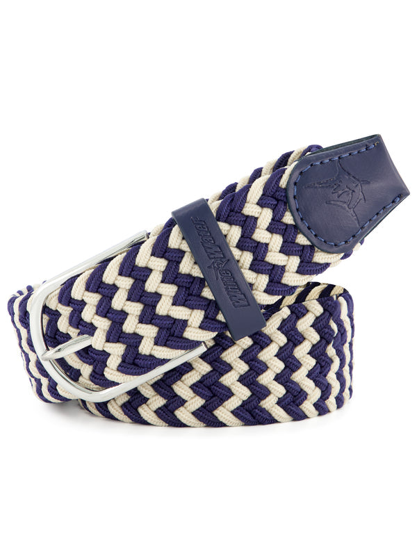 Waterline braided belt White Water Life purple ivory woven strap leather tip silver buckle on Tampa Home & Garden Store