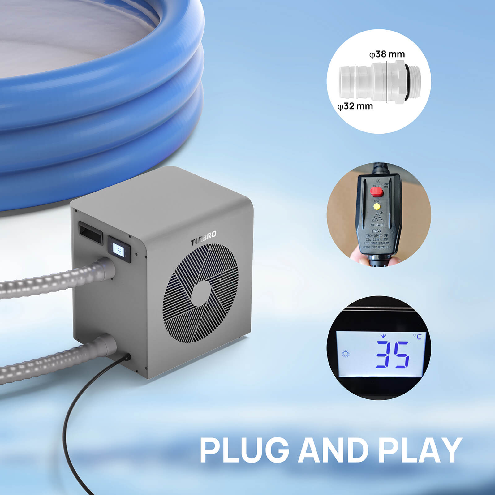 Beluga Inverter Swimming Pool Heat Pump - European version - Tampa Home & Garden Store