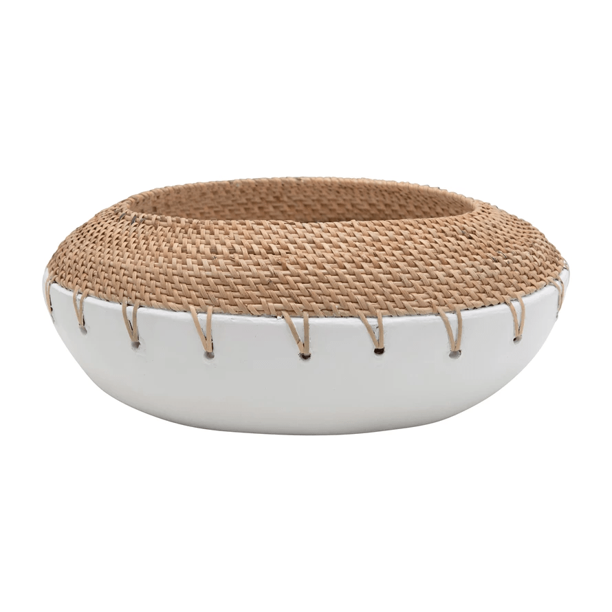 Benton Terracotta Planter with Hand-Woven Rattan Stitching - Tampa Home & Garden Store
