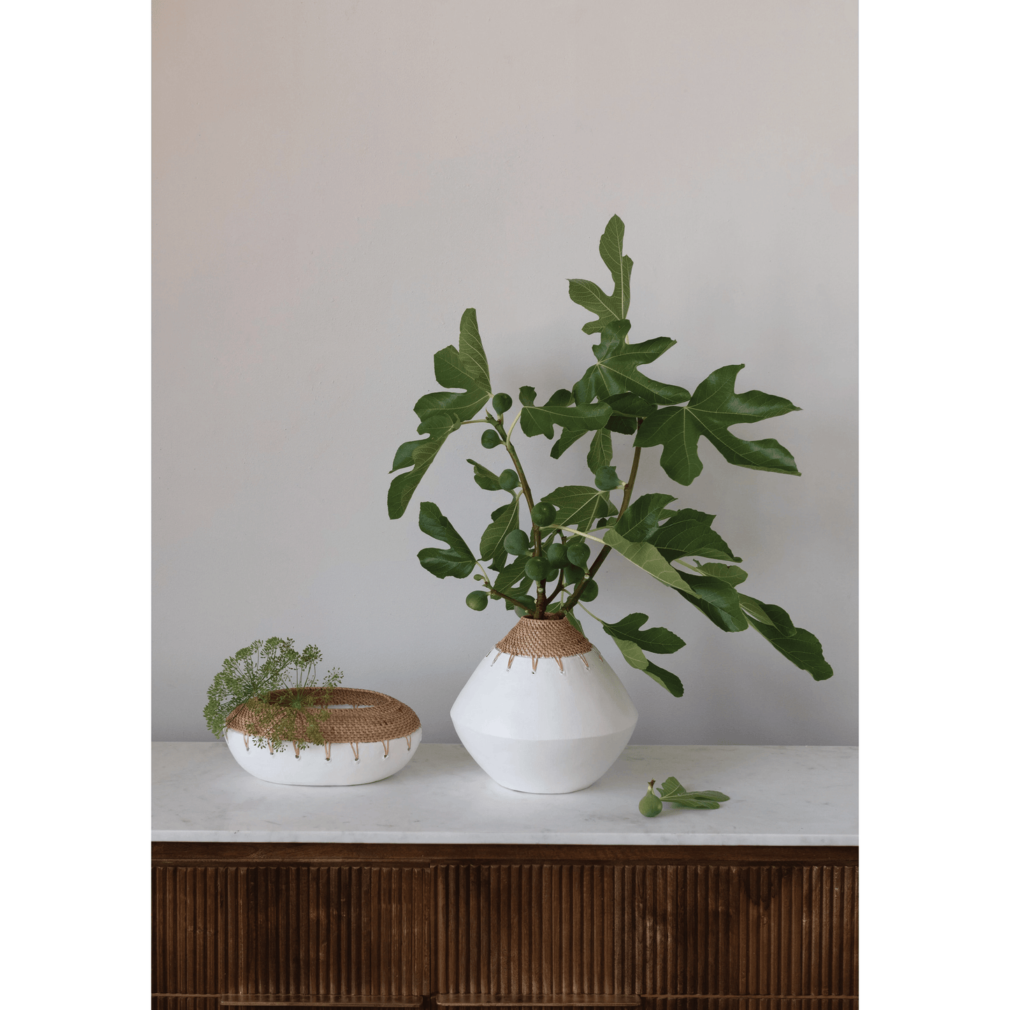 Benton Terracotta Planter with Hand-Woven Rattan Stitching - Tampa Home & Garden Store