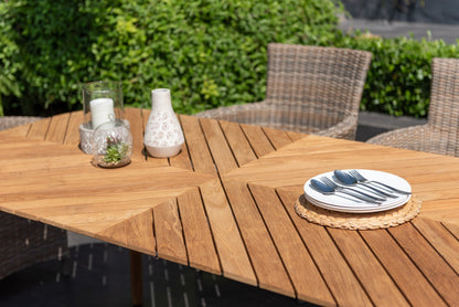 Jade Rectangular Teak Big Table outdoor table in natural teak with slatted top on Tampa Home & Garden Store
