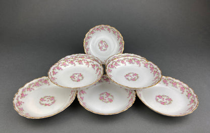 Berry Bowls by Limoges Elite. Set of Eight Berry Bowls. 5 inch Serving Bowls with Pink Roses & Scalloped Rim. - Tampa Home & Garden Store
