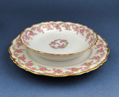 Berry Bowls by Limoges Elite. Set of Eight Berry Bowls. 5 inch Serving Bowls with Pink Roses & Scalloped Rim. - Tampa Home & Garden Store