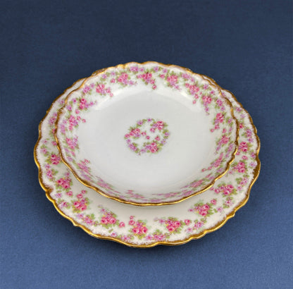 Berry Bowls by Limoges Elite. Set of Eight Berry Bowls. 5 inch Serving Bowls with Pink Roses & Scalloped Rim. - Tampa Home & Garden Store
