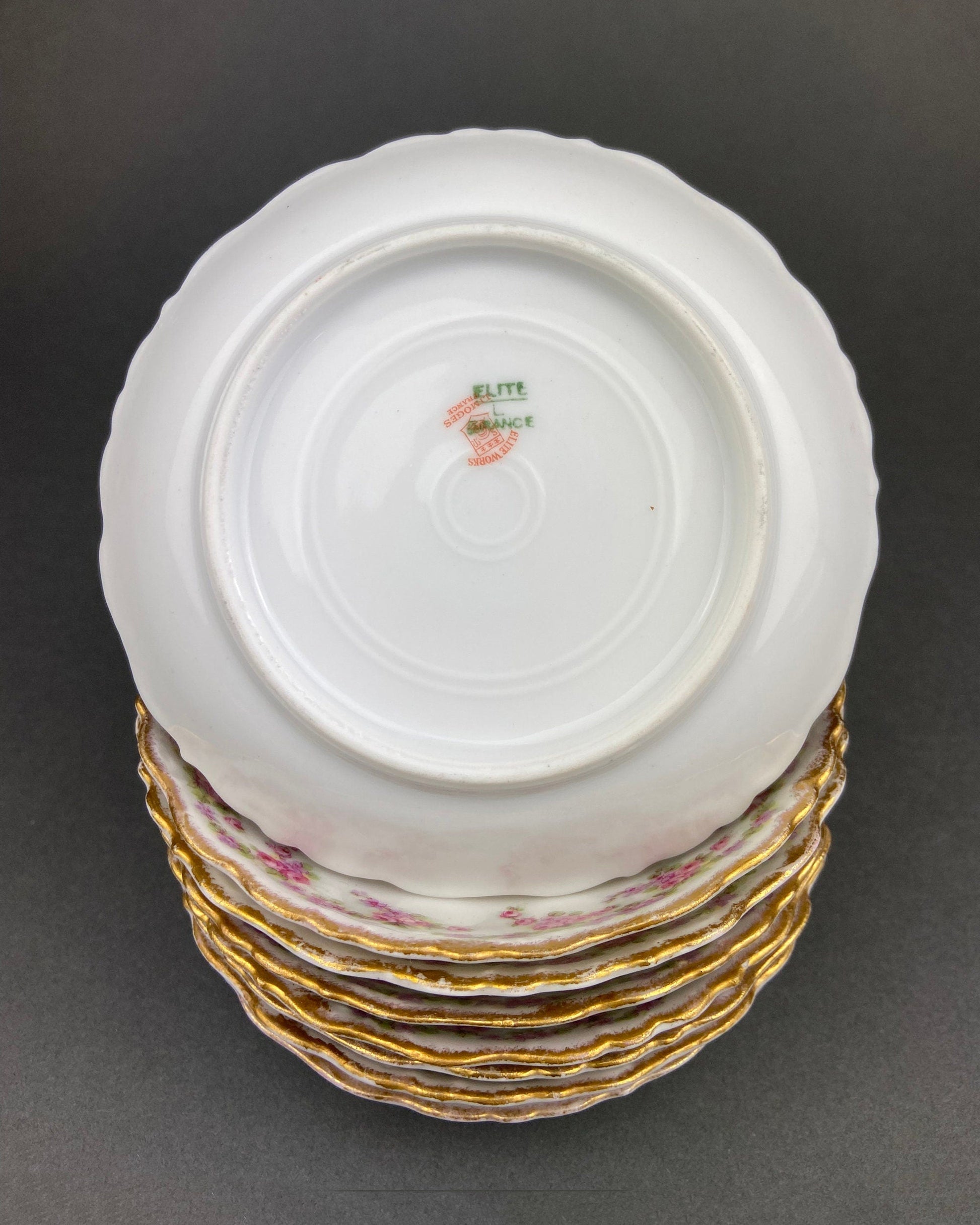 Berry Bowls by Limoges Elite. Set of Eight Berry Bowls. 5 inch Serving Bowls with Pink Roses & Scalloped Rim. - Tampa Home & Garden Store