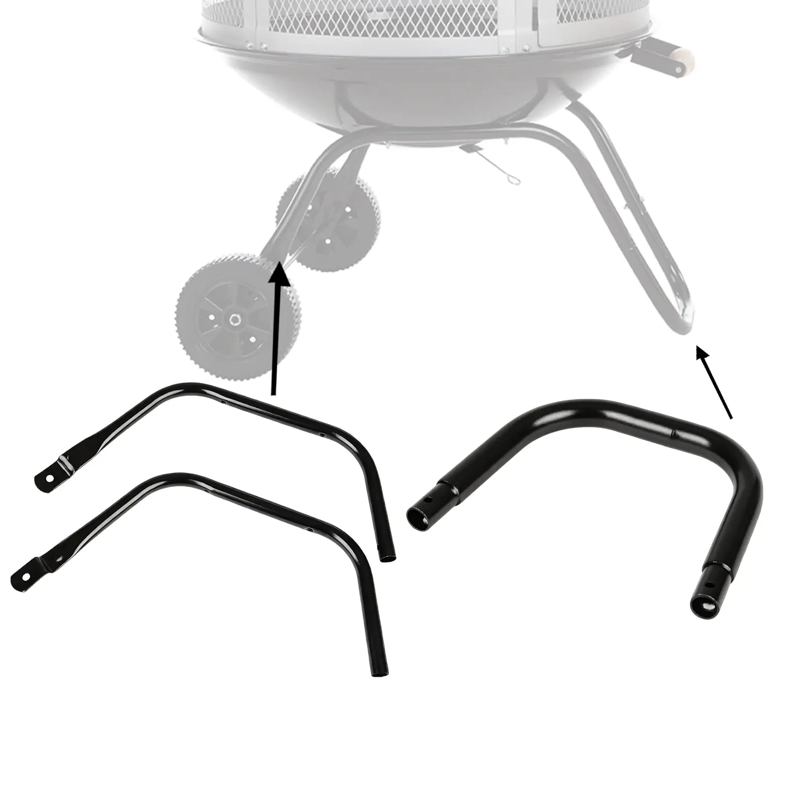 Bessemer Patio Fireplace 3pc leg assembly black metal wheeled legs by Fire Sense on Tampa Home & Garden Store