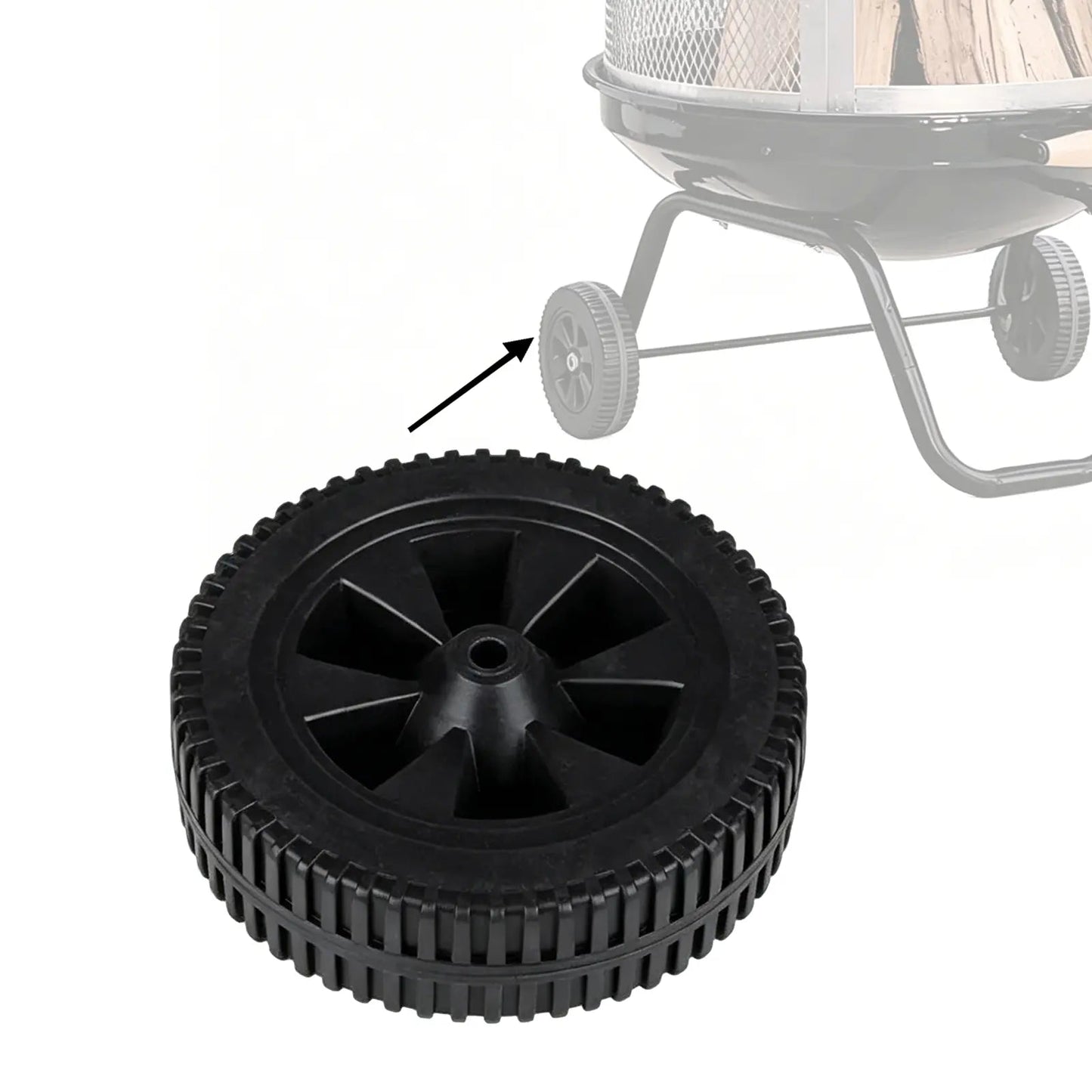 Bessemer Patio Fireplace Wheels - 01471, set of 3 black treaded wheels for fireplace accessories on Tampa Home & Garden Store