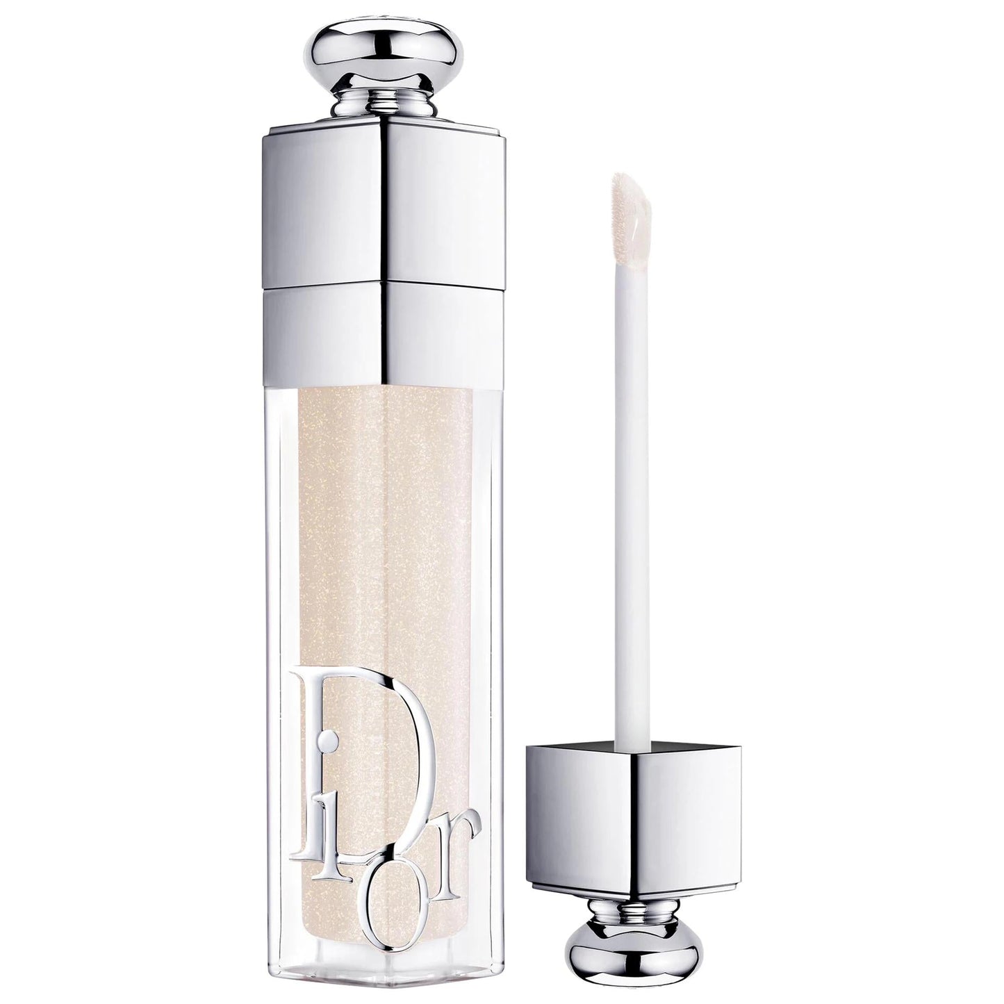 Dior Addict Lip Maximizer lip gloss with champagne glitter in a silver cap and applicator wand on Tampa Home & Garden Store