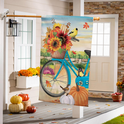 Bicycle Built For Fall Suede House Flag - Tampa Home & Garden Store