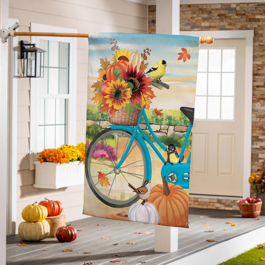 Bicycle Built For Fall Suede House Flag - Tampa Home & Garden Store