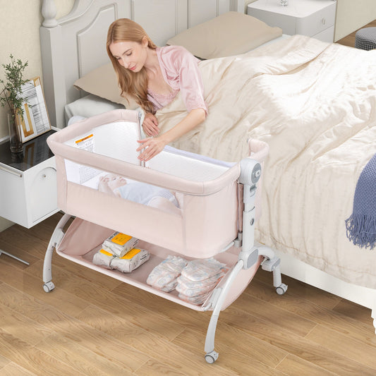 3-in-1 Baby Bassinet with Double-Lock Design and Adjustable Heights - Tampa Home & Garden Store