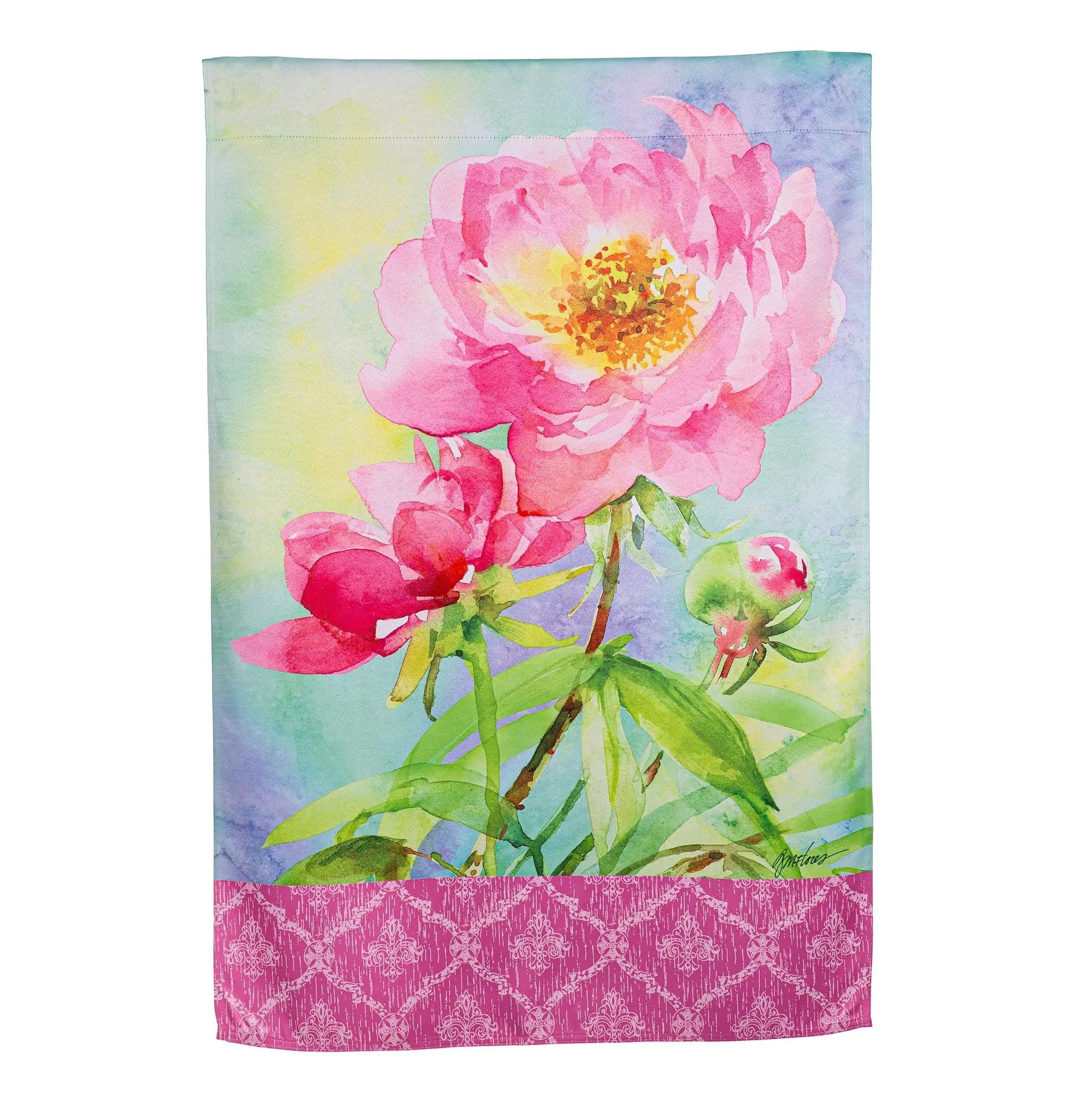 Big Pink Peony Suede House Flag - Tampa Home & Garden Store