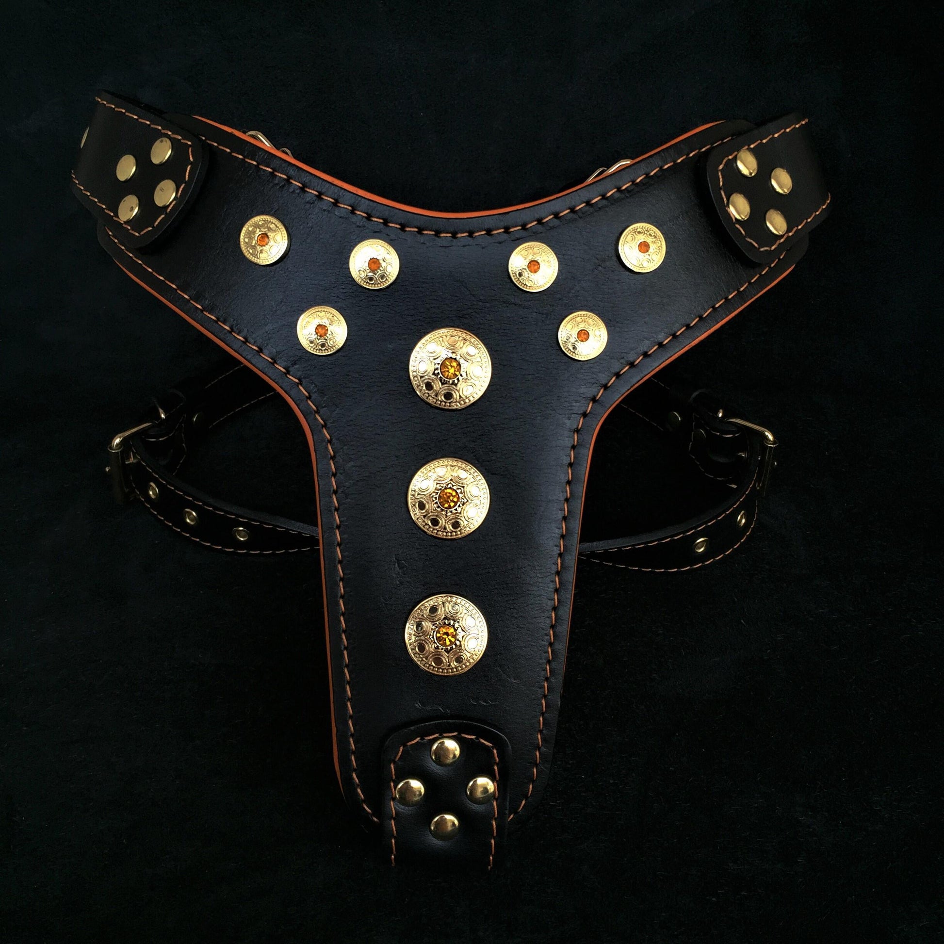 ''Bijou'' harness Black & Orange for big dogs - Tampa Home & Garden Store