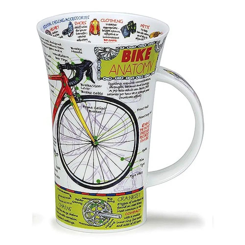 Bike Anatomy bone china mug Glencoe Dunoon white with bicycle diagram The Country Christmas Loft on Tampa Home & Garden Store
