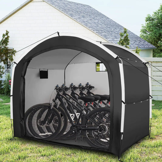 Bike shed tent for 5 bikes, PU4000MM waterproof Oxford fabric, black/gray DirectDeals on Tampa Home & Garden Store