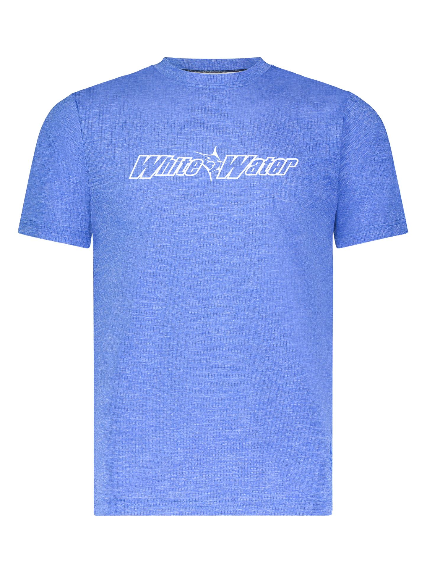 Bimini Primary Performance Tee blue heathered with white chest logo White Water Life on Tampa Home & Garden Store