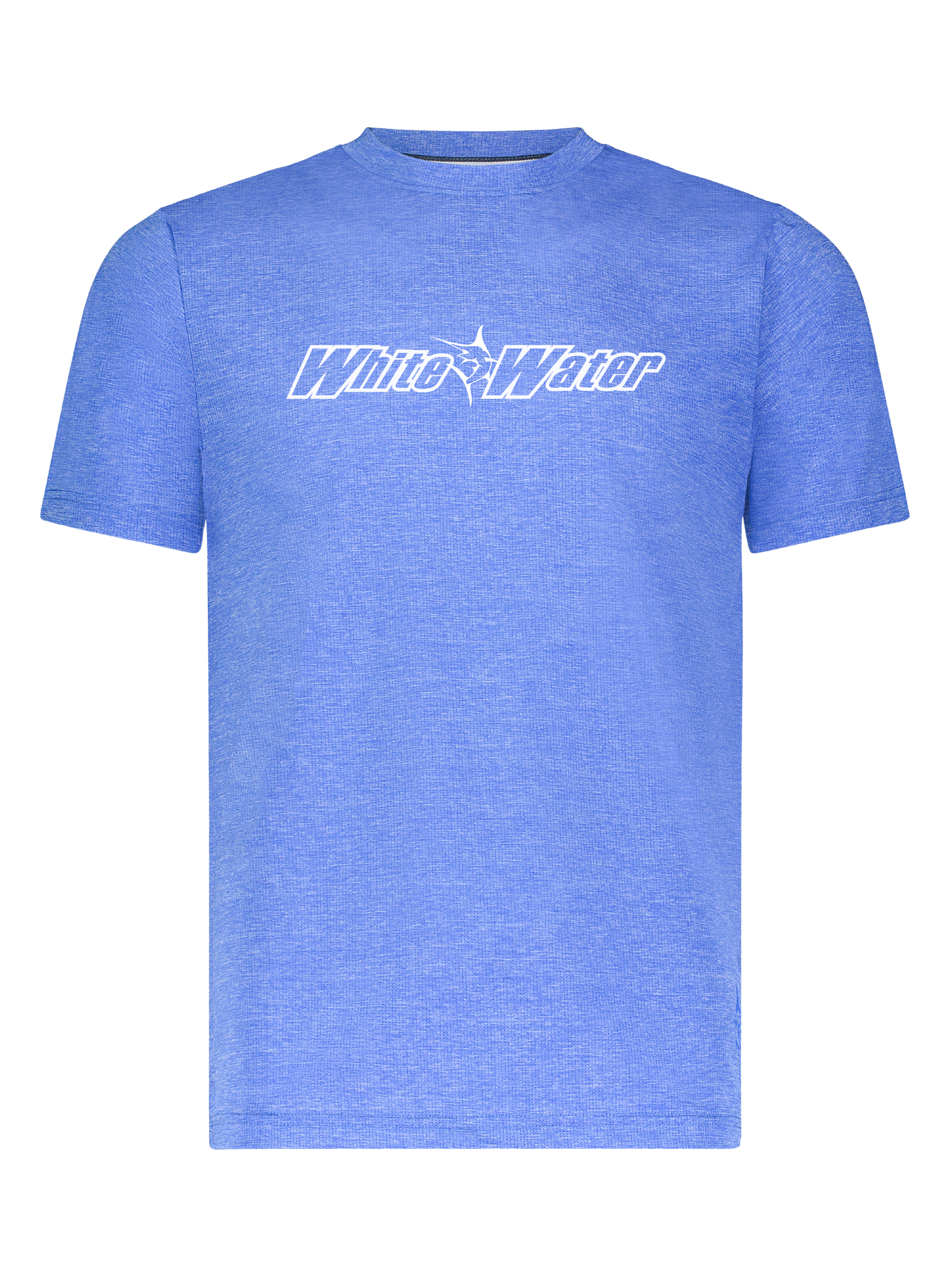 Bimini Primary Performance Tee blue heathered with white chest logo White Water Life on Tampa Home & Garden Store