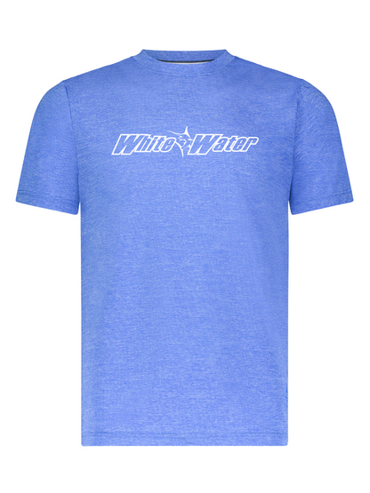 Bimini Primary Performance Tee blue heathered with white chest logo White Water Life on Tampa Home & Garden Store