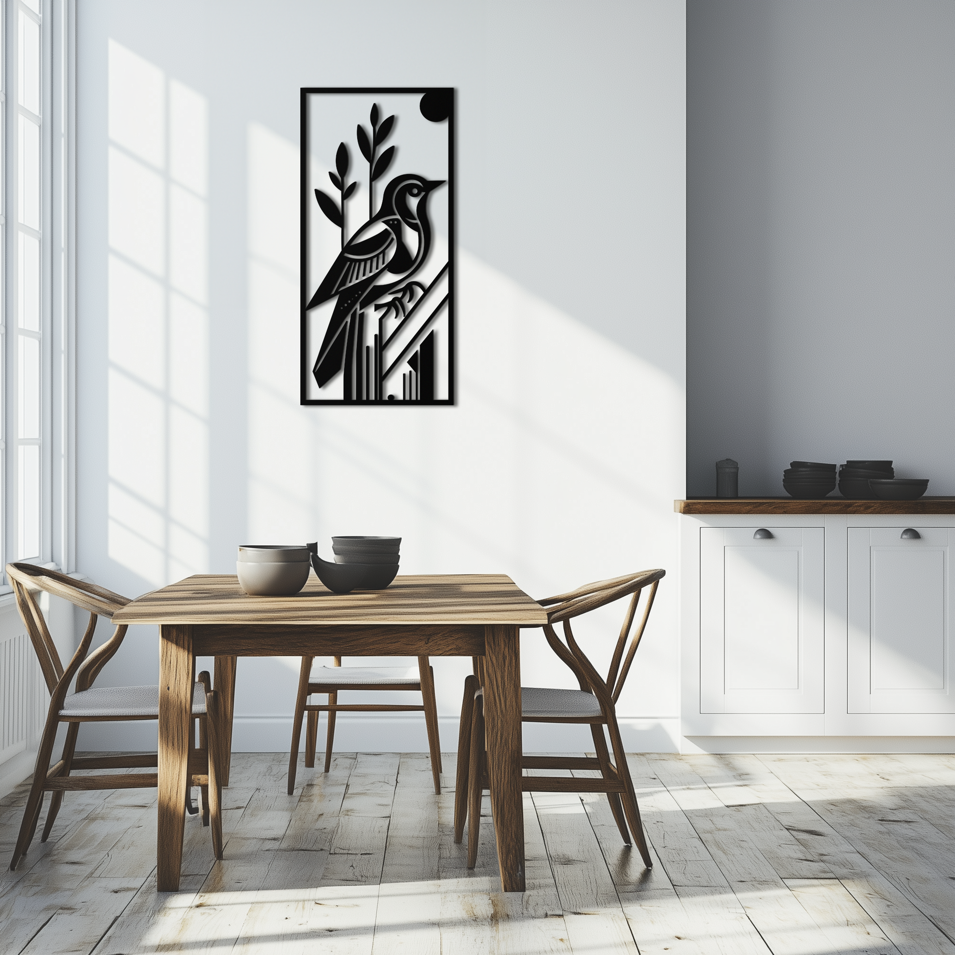 Bird & Nature Panel Metal Wall Art – Minimalist Vertical Steel Decor- KAF369 - Tampa Home & Garden Store